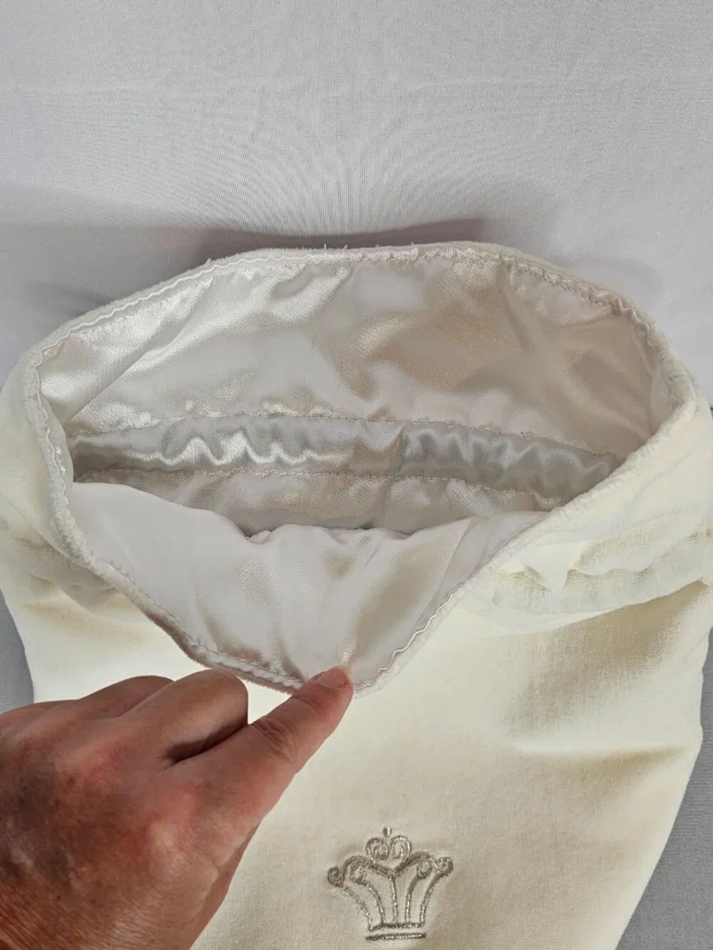 White Velvet Tiara Travel Bag | Crown Storage Pouch | Bridal Pageant